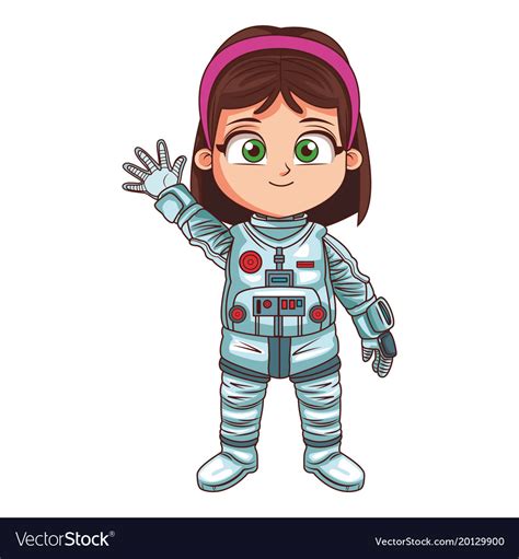 Astronaut girl cartoon Royalty Free Vector Image