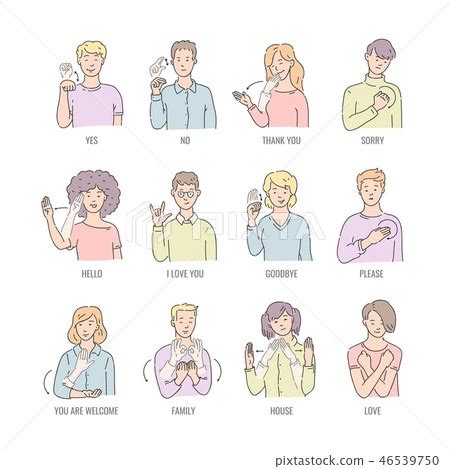 Vector deaf mute sign language character gesture - Stock Illustration [46539750] - PIXTA