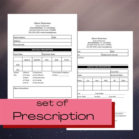 Printable Contact Lens Prescription Template