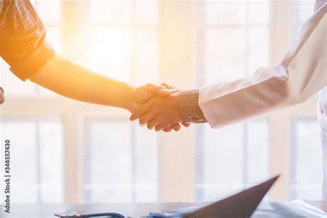 Smooth Focus,The doctor Hand shake with patients to congratulate the ...