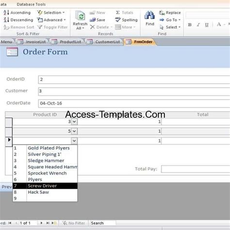 Access Spreadsheet within Access Invoice Database Template Free Microsoft Order Management — db ...