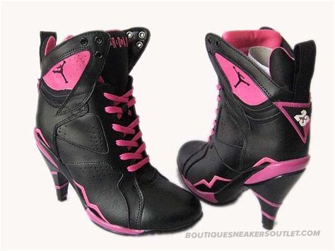 Air Jordan 7 High-heeled Black/Pink | Jordan heels, Nike high heels, High heel sneakers