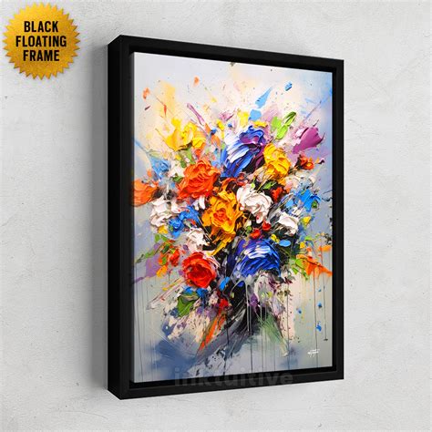 Vibrant Floral Bouquet Modern Abstract Canvas Art – Inktuitive