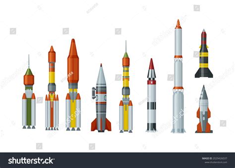 Military Missilery Rocket Different Types Set Stock Vector (Royalty ...