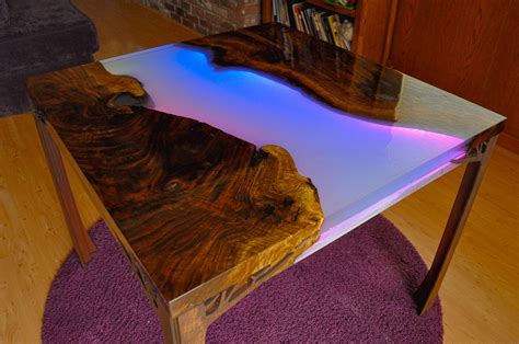 New Guide: Make a Glowing LED Resin River Table | Wood resin table, Epoxy resin wood, Wood resin