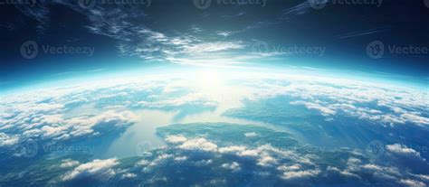 A wide-angle view of planet Earth with ample space for text or images ...