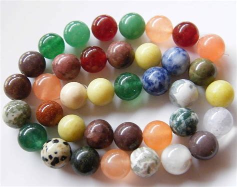 40pcs 10mm Round Gemstone Beads – Mixed Assortment of Natural and Dyed – BeadsForEwe