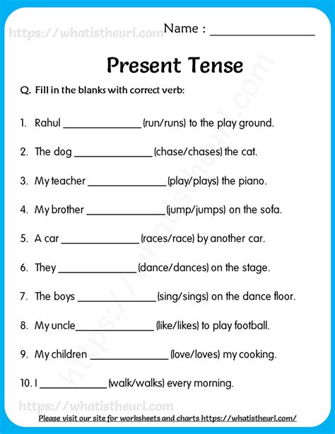 Present Tense Worksheets for Grade 4 - Your Home Teacher