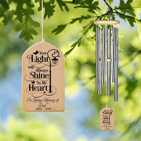 Personalized memorial wind chimes your light will always | Etsy