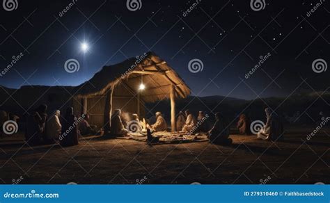 Nativity Scene in Bethlehem Stock Illustration - Illustration of darkness, midnight: 279310460