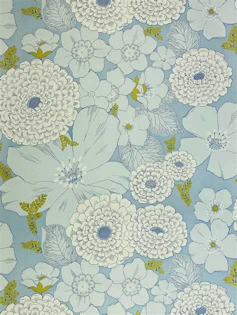 Vintage Blue Floral Wallpaper | Vintage Wallpapers - Online Shop