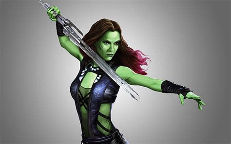 HD wallpaper: Gamora, Guardians of the Galaxy, Zoe Saldana, sword, artwork | Wallpaper Flare