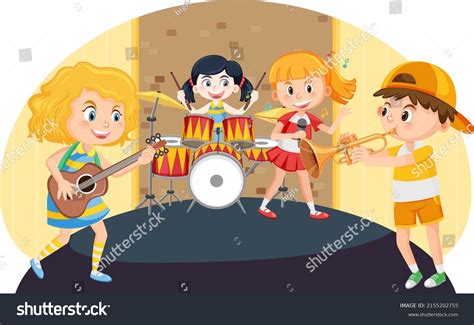 Children Practice Music Band Illustration Stock Vector (Royalty Free ...