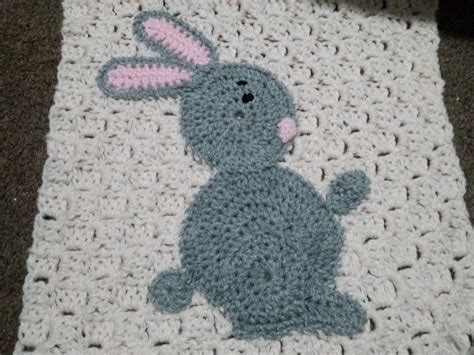 Blooming Lovely: WIP - Crochet - Woodland Blanket - Rabbit Applique