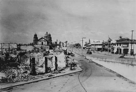 an old black and white photo of destroyed buildings