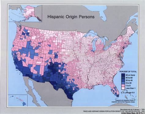 1990 Race and Hispanic Origin Population Density: Hispanic Persons