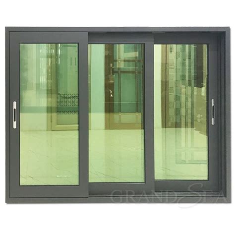 Aluminum large 3 lite slider window design with reflective glass ...