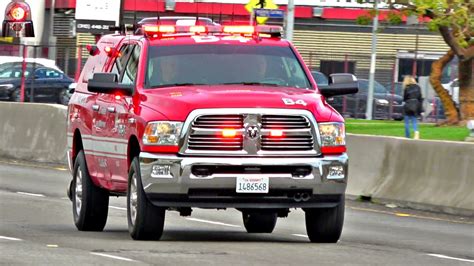 Los Angeles Fire Battalion Chief 4 Dodge Ram Responding Lights and Sirens - YouTube