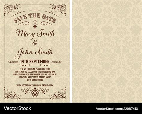 Vintage save the date template layered Royalty Free Vector