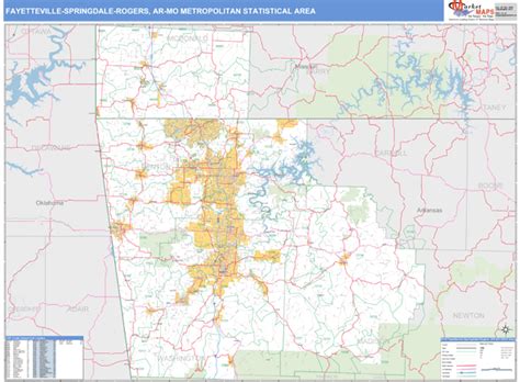 Fayetteville-Springdale-Rogers, AR Metro Area Zip Code Wall Map Basic ...