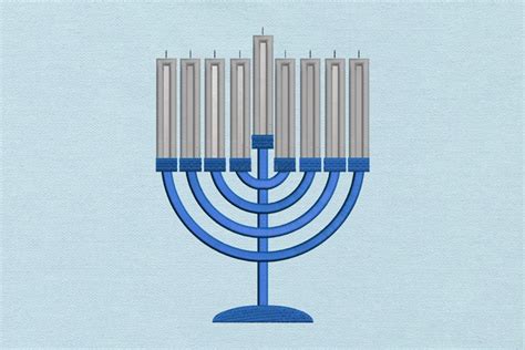 Hanukkah Menorah Applique Embroidery Design