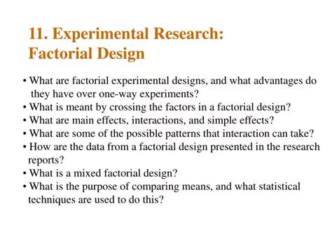 PPT - 11. Experimental Research: Factorial Design PowerPoint Presentation - ID:5573945