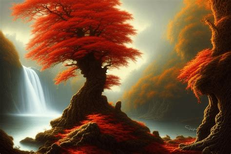 Autumn Oak Tree 4K Digital Graphic · Creative Fabrica