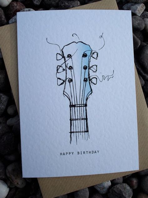 GUITAR Birthday Card - Etsy | Birthday card drawing, Card drawing, Birthday cards diy