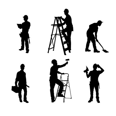 Construction Worker Silhouette Vector Art, Icons, and Graphics for Free Download