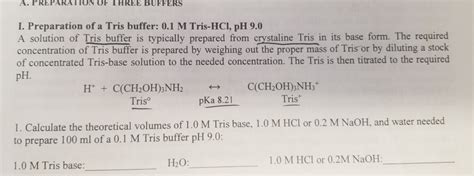 Solved A.PREPARATION OF THREE BUFFERS I. Preparation of a | Chegg.com