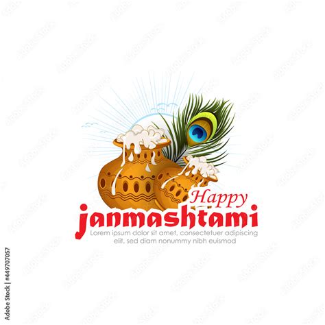 illustration of Janmashtami invitation card, Lord Krishna in ...