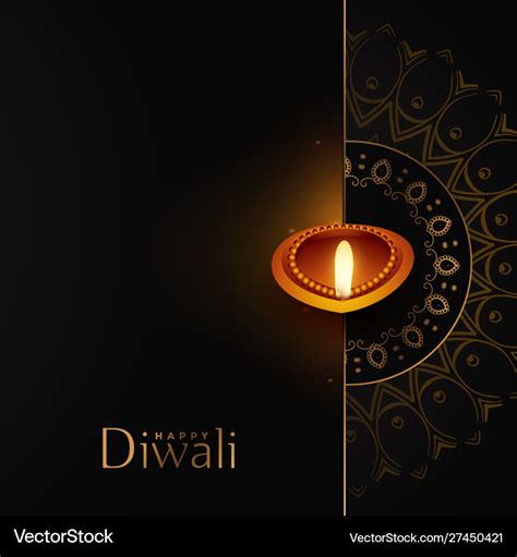 Happy diwali black and gold background design Vector Image