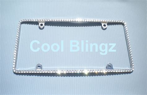 Bling Rhinestone License Plate Frame Thin 1 Row Clear Crystal Diamond ...