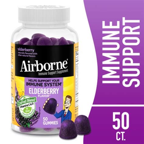 Airborne Immune Support Vitamin C, D and E Elderberry Flavor Gummies ...