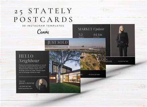 25 Luxury Real Estate Postcard Templates Canva Realtor Templates Black ...