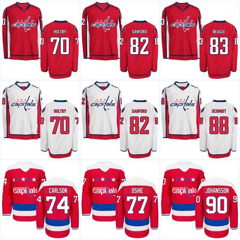 2019 Washington Capitals Jerseys Mens' 70 Braden Holtby 74 John Carlson ...