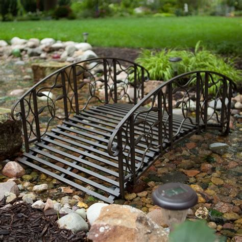 Metal Garden Bridge Outdoor Black 4 Foot Steel Backyard Lawn Pond ...