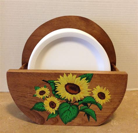 Paper Plate Holder, Wooden Plate Holder, Holder for Plates, Sunflower ...