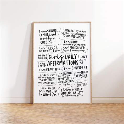 Girls Affirmation Poster, Daily Affirmations Wall Art, Feminist Poster, Best Friend Gift, Teen ...