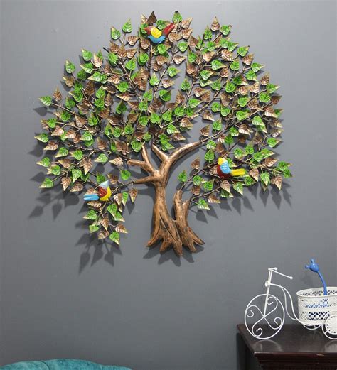 Buy Iron Decorative Tree Wall Art In Green By Malik Design Online - Floral Metal Art - Metal ...