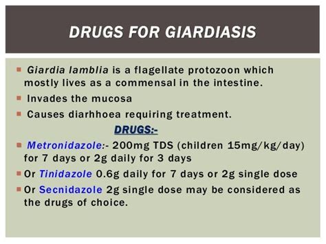 Treatment of amoebiasis & giardiasis