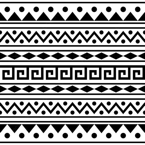 Aztec Pattern Motifs Ethnic Seamless Pattern Vector In Black And White ...