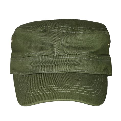 Classic Plain Vintage Army Military Cadet Style Cotton Cap Hat Adjustable | eBay