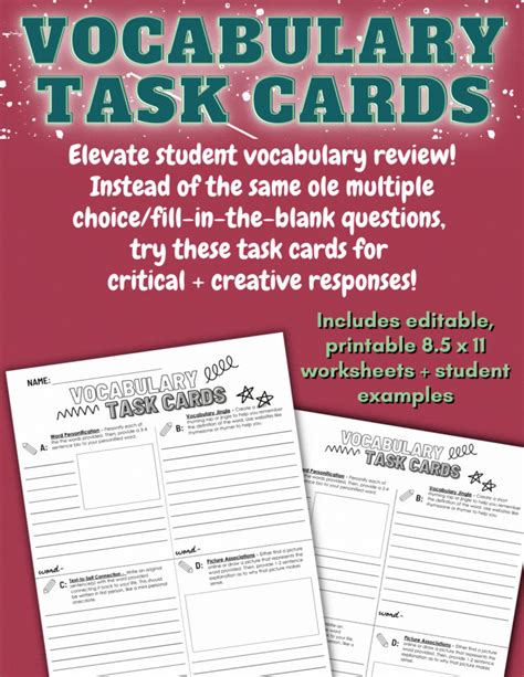 Vocabulary Task Cards | Simply Ana P