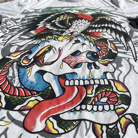 Insane Ed Hardy Skull Serpent Eagle Tshirt Size... - Depop