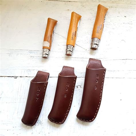 Leather knife sheath. Opinel leather sheath. Vegetable tanned.