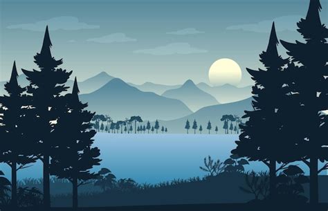 Free Vector | Silhouette forest landscape background