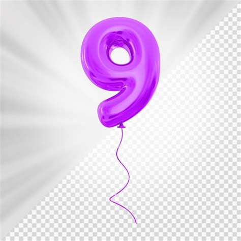 Premium PSD | Purple balloon number 9