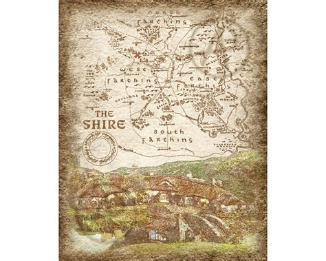 Hobbit Village Art of The Shire Map DecorLord of the Ring | Etsy