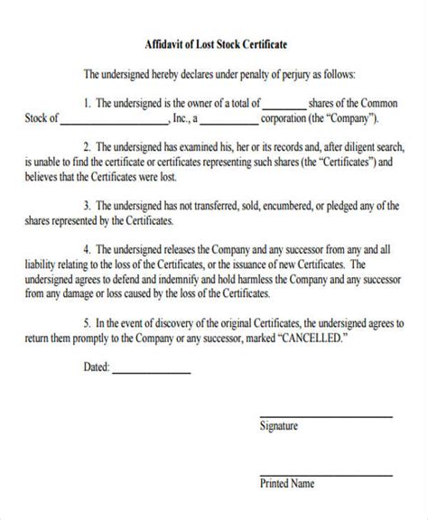 Sample Affidavit Of Loss Certificate | Hot Sex Picture